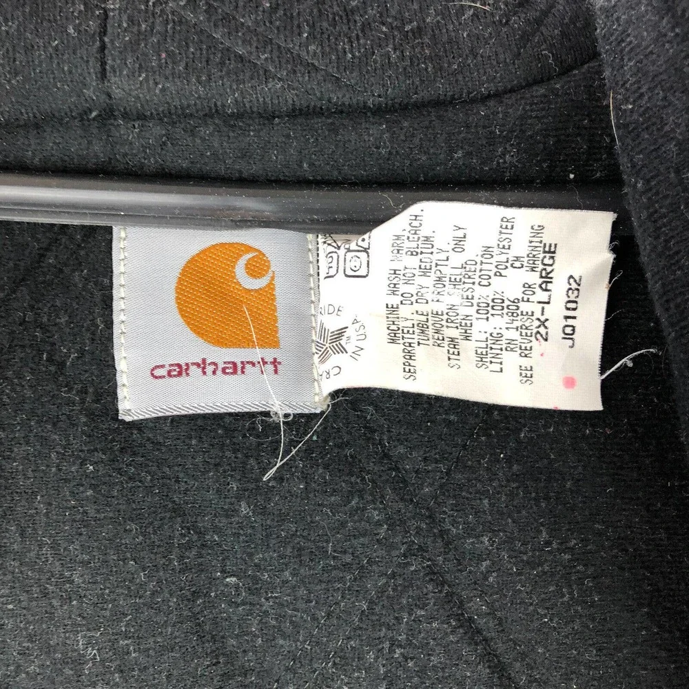 Carhartt Teal Vintage Hooded Work Jacket Lined Distressed jq1032 USA 2X-Large - Picture 9 of 12